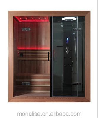 China With Transom Windows Bathroom Luxury Design Portable LED Steam Pour Sauna Combos Room Cedar/Whitewood for sale