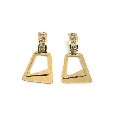 China Premium Classic Soft Fashion Diamond Pattern Cavity Metal Daily Earrings Irregular Temperament Environmental Friendly for sale