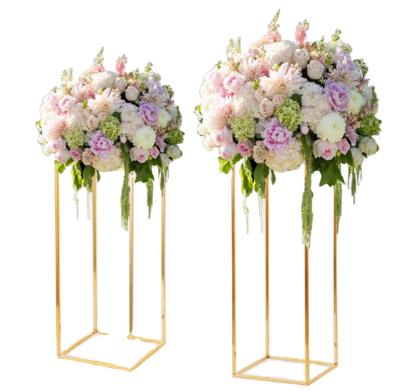 China Metal Rectangle Wedding Flower Centerpiece Stands Event Decoration for sale