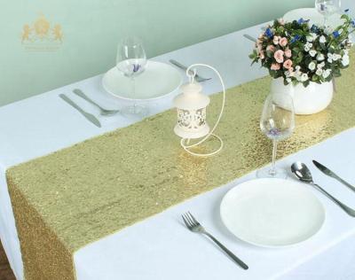 China Eco - Friendly Sequin Light Gold Table Runner Wedding Party Table Decoration for sale