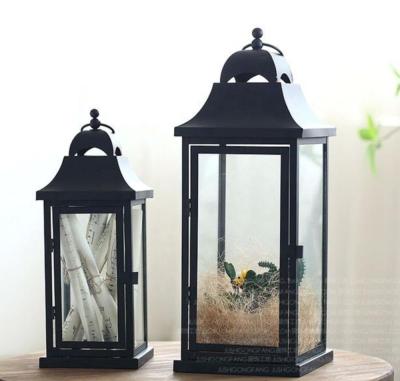 China Eco - Friendly Glass Lantern Sconce Rectangle Metal For Indoor Decoration Home Decoration Eco - Friendly Iron Black , White NC ; ZHE KINGER for sale