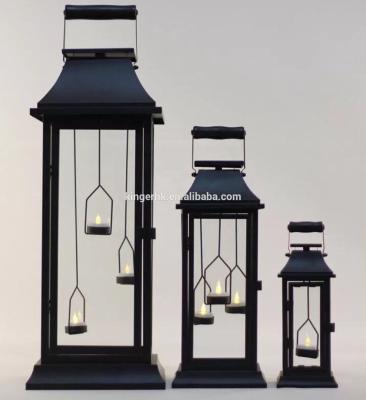 China Eco - Friendly Lanterns Candle Holder For Home Decoration Metal And Iron Home Glass Eco - Friendly Decoration , Wedding Moroccan Event Black for sale