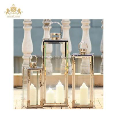 China Eco - Friendly Stainless Steel Candle Holder Decoration Silver Wedding Decorative Lantern for sale