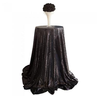 China 2020 Eco - Friendly New Black Sequin Wedding Table Cloth For Event Party Decoration for sale