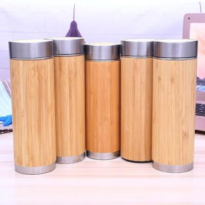 China Eco Sustainable Vacuum Insulted Stainless Steel Bamboo Water Bottle With Filter for sale