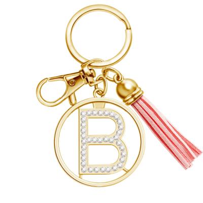 China FASHIONABLE Diamond Gold Letter DIY Tassel New Products Key Chain Bag Pendant Ornaments Jewelry Mother's Day Gift for sale