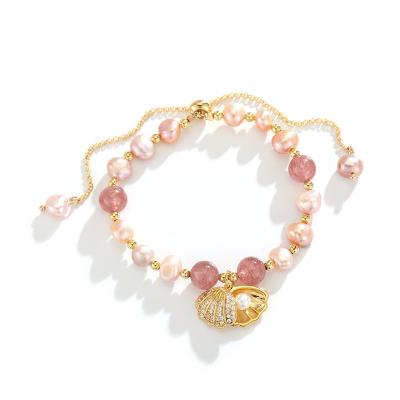 China New Fashionable Korean Colorful Shell Bead Bracelet Fresh Water Pearl Bracelet for Women for sale