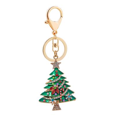 China New Fashion Diamond Oil Dripping Christmas Tree Key Chain Wholesale Pendant Christmas Ornaments Key Chain for sale