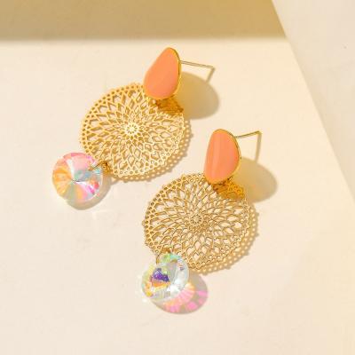 China TRENDY BoHo Style Earrings Shape Stud Earrings Zircon Hollow Geometric Stud Earrings For Women Girl Jewelry for sale