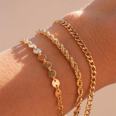 China FASHIONABLE European and American Wholesale Gold Plated Twist Chain Bracelet Stainless Steel Bracelet for sale