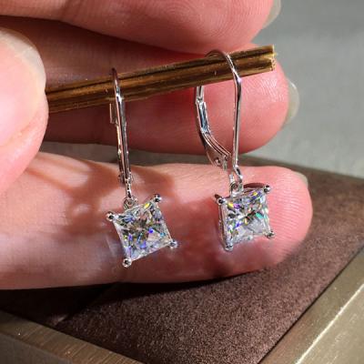 China FASHIONABLE Korean Square Zircon Drop Earring Women Shape Silver Zircon Earring for sale