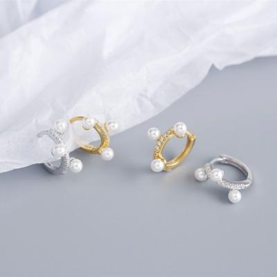 China FASHIONABLE S925 Sterling Silver 18k High Quality Gold Plated Pearl Stud Earring for sale