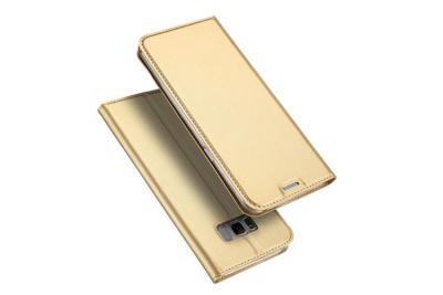 China O telefone do Samsung Galaxy S8 do couro do plutônio do ouro cobre magnético com o bolso de cartão à venda