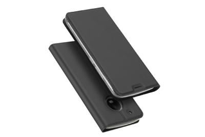 China Grey MOTO G5 Flip Cover Unique Design PU Leather With Magnet / Card Slot for sale