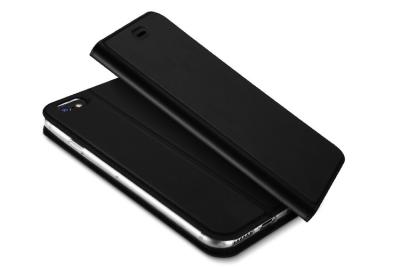 China Black Iphone 6 Flip Cover Stand Magnet Card Slot With Lightning Cable for sale