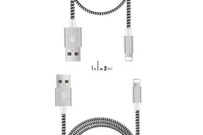 China Silver Color Iphone Usb Cable , Braided Nylon Fast Charging Data Cable For Iphone for sale