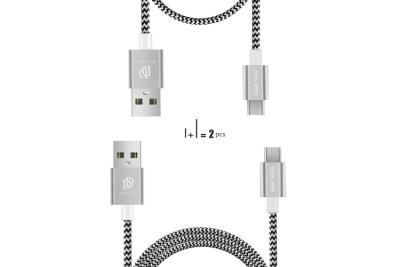 China Aluminum Alloy Micro USB Data Cable USB 2.0 Nylon Braided Wire Sliver Color for sale