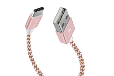 China Aufladungskabel 2 Satz Usb C, rosa umsponnenes Nylon-USB-Daten-Synchronisierungs-Kabel zu verkaufen