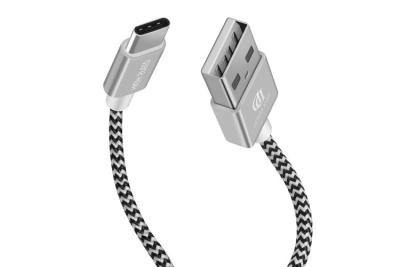 China Braided Nylon Type C USB Cable Data Transfer , Silver Quick Charge USB Cable for sale