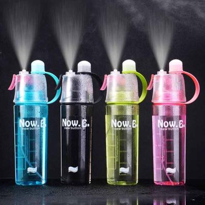 China Sustainable Wholesale 400ml 600ml Sports Plastic Water Bottle Drinking Spray Bottle Spout 2 In 1 for sale