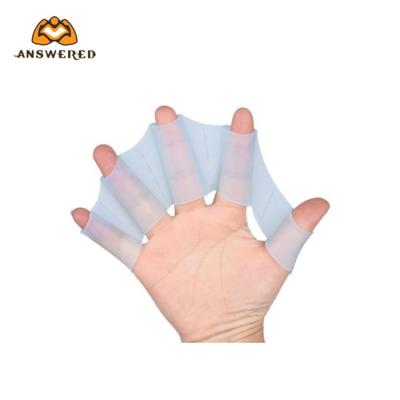 China Silica Gel New Product Blue Large Size Flexible Silicone Swimming Forming Webbed Hand Gloves for sale