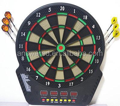 China English Version Announcer Voice 4 LED Display Electronic Darts Aim Auto Score Report With Power Darts Set for sale