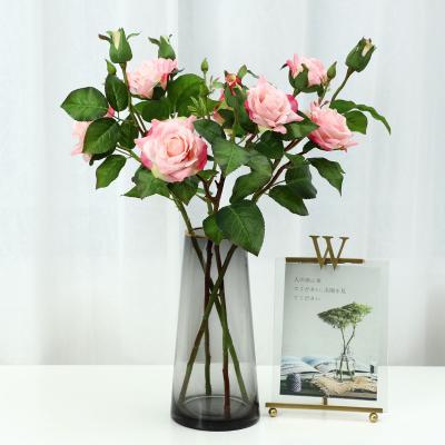 China Wedding Home Decotation High Quality Moisturizing Touch Artificial Silk Rose Flower Real For Wedding Home Decoration for sale