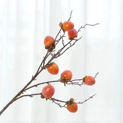 China Wholesale High Quality Home Moss Artificial Fruit Decorations.Gifts Real Persimmon Branch For Restaurant Home Decoration for sale