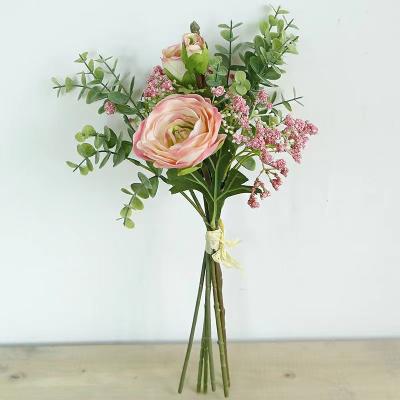 China Wedding Artificial Ranunculus Wholesale Home Wholesale High Quality Gypsophila Plant Decotation Bridal Bouquet Wedding Flower for sale