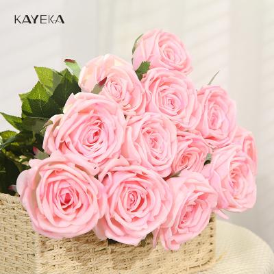 China Decoration In Different Color 8.5cm Occasion KYK Decorative Wholesale Custom Silk Flowers Head Rose For Wedding Artificial Single for sale