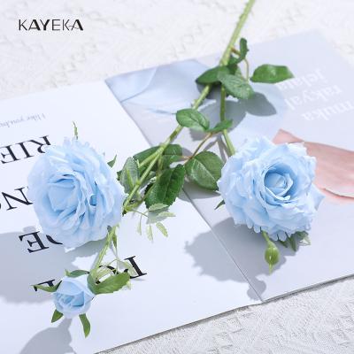 China 2 European style 3 leaves wholesale KYK flowers+1 bud+5 head fabric artificial silk flower for sale