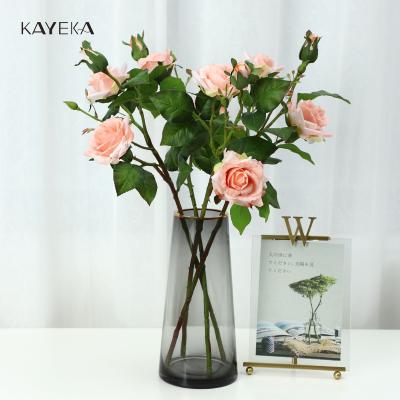 China Natural Touch KYK Wedding Decorative Flowers Preserved Plastic Rose Stem Flowers With Bud for sale