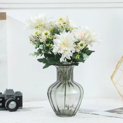 China Wedding Home Decoration Party New Arrival Artificial Silk Flower Mix Dahlia High Quality Bouquet For Hotel Wedding Decoration for sale