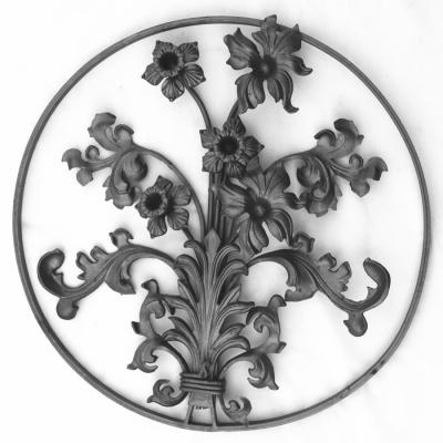 China Modern Railing Room Ornamental Wrought Iron Metal Rosettes With Leaves And Flowers for sale