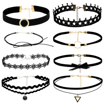 China Lace Factory 2022 Wholesale 8 Designs Collar Chocker Lace Collar Set for sale