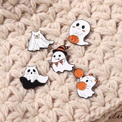 China Wholesale Nickel Free Alloy Brooch Pins Cartoon Ghost Pumpkin Halloween Enamel Pin Badges for sale