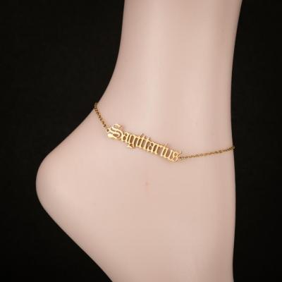 China FASHIONABLE Wholesale Stainless Steel Zodiac Anklet Personalized Anklet Zodiac Sign Letter Gold Anklets for sale