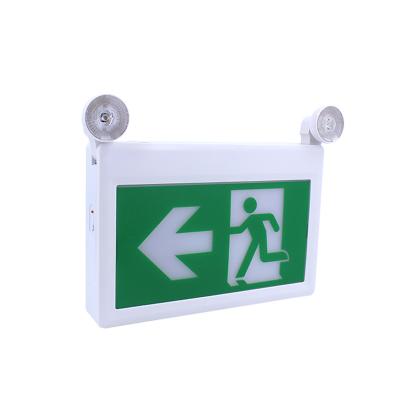 China Best Price Combo Emergency Lighting Combo Heads Adjustable Twin Head Rechargeable Emergency Led Exit Sign Emergency Light for sale