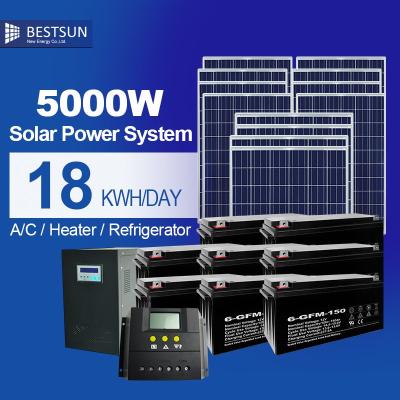 China Home Hybrid On Grid Solar Panel Systems 5 Kw 10kw 20/30/40 MPPT Inverter Hybrid Solar Controllers Par Module Home Solar Panel System Kit for sale