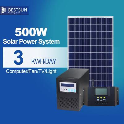 China Renewable Energy Home Kit Complete Home Solar Power System Off Grid For 500W for sale