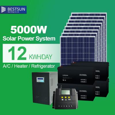 China Home Solar Home System 10/20/50/100 Kw Off Grid Solar Power System 0.5/1 mw Solar Power System 5000W for sale