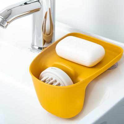 China New Design Kitchen 2 in1 Stocked Plastic Soap Sponge Storage Basket For Hollow Drain Sink for sale