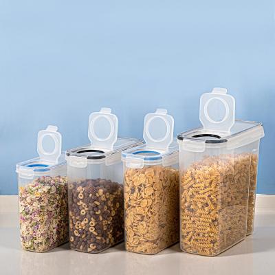 China Eco-friendly Transparent Freshness Storage Grain Storage Box Rice Beans Storage Jars Plastic Kitchen Food Storage Container for sale