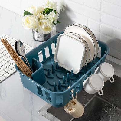 China Multifunctional Kitchen Stored Shelves Plastic Household Tableware Storage Box Dish Storage Rack Drain Cup Holder for sale