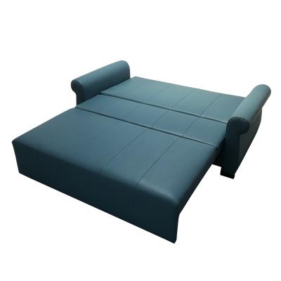 China Simplicity Foldable Concept Plus Leather Sofa Bed Two Seater Couch Dark Green Lazy SofaBed for sale