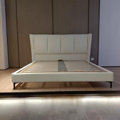 China Traditional modern modern leathertte bed frame black leathertte bed frame wooden double bed bedsteads bedroom for sale