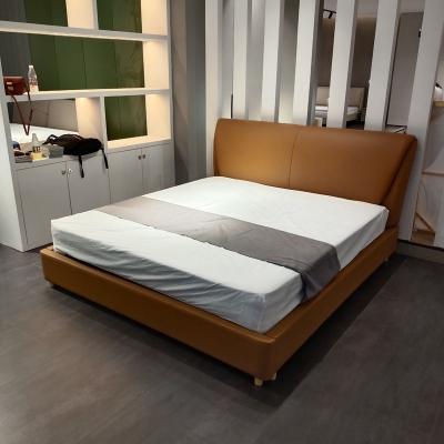 China Comfortable Modern Soft Large American PU Leather Bed Wood Frame Double Bed Furniture Bedroom Soft Home Bed for sale