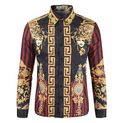 China High Quality National Casual Fashion Long Sleeve Men's Printed Shirt Anti-wrinkle Summer Style Shirts for sale