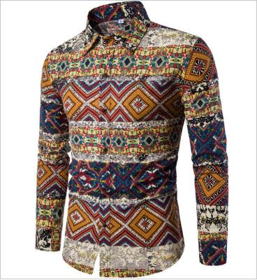 China Floral Print Anti-Wrinkle Men's Long Sleeve Shirt Men's Long Sleeve Dress Shirts Casual Slim Fit Formal Social Men Shirt for sale