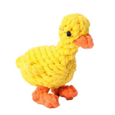 China Sustainable Interactive Dog Toys Cotton Rope Braided Duck Dog Chew Cotton Rope Dog Toy for sale